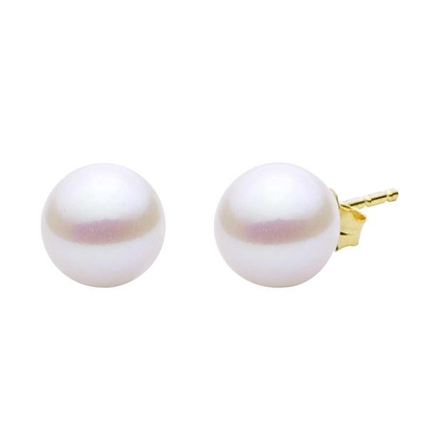 6-6.5mm 14K Yellow Gold Cultured Freshwater Pearl Stud Earrings