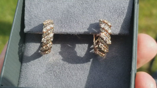 Video of Le Vian Creme Brulee Diamond Twist Huggie Earrings