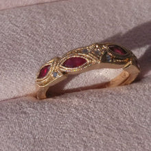 Load and play video in Gallery viewer, Kirk Kara Dahlia Marquise Shaped Ruby &amp; Diamond Wedding Ring
