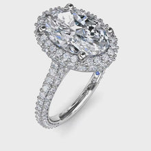Load and play video in Gallery viewer, Fana Large Oval Diamond Micro-Pave Halo Engagement Ring
