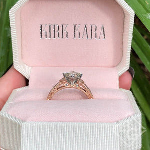 Kirk Kara "Dahlia" Princess Cut Blue Sapphire Diamond Engagement Ring