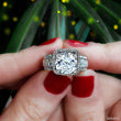 Load image into Gallery viewer, Simon G. Large Diamond Center Halo Prong Set Engagement Ring
