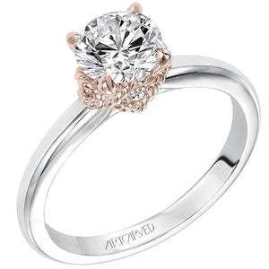 Artcarved "Clarice" Diamond Engagement Ring Featuring Rose Gold Details