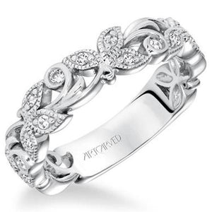 Artcarved "Florence" Antique Style Diamond Band Featuring Leaf And Scroll Details