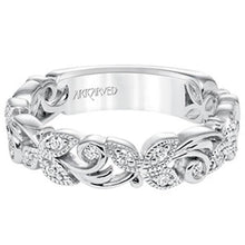 Load image into Gallery viewer, Artcarved &quot;Florence&quot; Antique Style Diamond Band Featuring Leaf And Scroll Details
