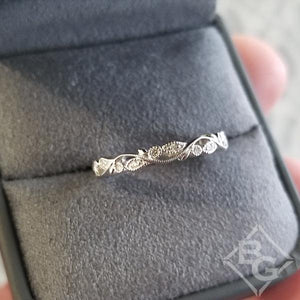 Artcarved "Florence" Thin Antique Style Diamond Band Featuring Leaf and Scroll Details