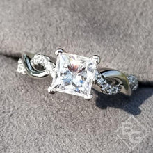 Load image into Gallery viewer, Artcarved &quot;Gabriella&quot; Princess Cut Twist Diamond Engagement Ring
