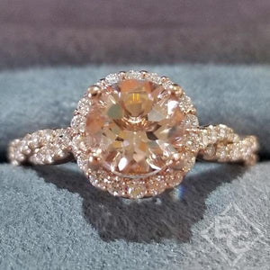 Artcarved "Gianna" Morganite Center Twist Shank Diamond Engagement Ring