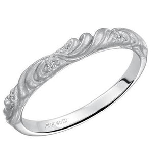 Artcarved "Gossimer" Diamond Wedding Band Featuring Floral Carving Scrollwork