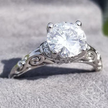 Load image into Gallery viewer, Artcarved &quot;Peyton&quot; Large Round Cut Center Engagement Ring with Scrollwork Design

