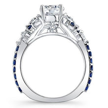 Load image into Gallery viewer, Barkev&#39;s Blue Sapphire Diamond Encrusted Petal Engagement Ring
