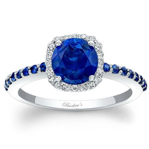 Barkev's Blue Sapphire Halo Diamond Engagement Ring