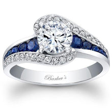 Load image into Gallery viewer, Barkev&#39;s Blue Sapphire &quot;Halo Swirl&quot; Diamond Engagement Ring
