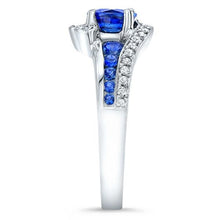 Load image into Gallery viewer, Barkev&#39;s Blue Sapphire Halo Twist Diamond Engagement Ring
