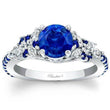 Load image into Gallery viewer, Barkev&#39;s Blue Sapphire Petal Diamond Engagement Ring
