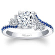 Load image into Gallery viewer, Barkev&#39;s Blue Sapphire Prong Set &quot;Flare&quot; Diamond Engagement Ring
