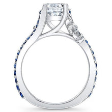 Load image into Gallery viewer, Barkev&#39;s Blue Sapphire Prong Set &quot;Flare&quot; Diamond Engagement Ring
