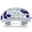 Load image into Gallery viewer, Barkev&#39;s Blue Sapphire Vintage Style Wide Floral Diamond Engagement Ring
