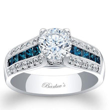 Load image into Gallery viewer, Barkev&#39;s Blue &amp; White Diamond Vintage Three Row Diamond Engagement Ring
