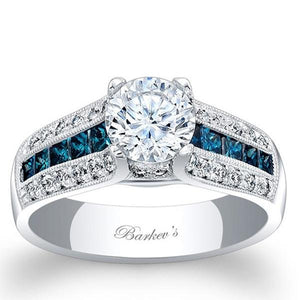 Barkev's Blue & White Diamond Vintage Three Row Diamond Engagement Ring
