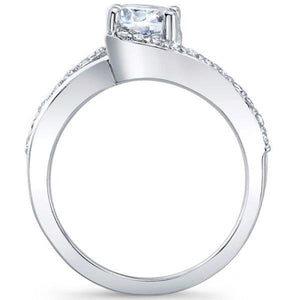 Barkev's Bypass Twist "Half-Halo" Prong Set Diamond Engagement Ring