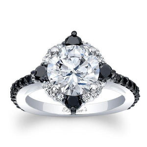 Barkev's Compass Set Black Diamond Halo Engagement Ring