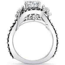 Load image into Gallery viewer, Barkev&#39;s Floral Detailed Black Diamond Halo Engagement Ring
