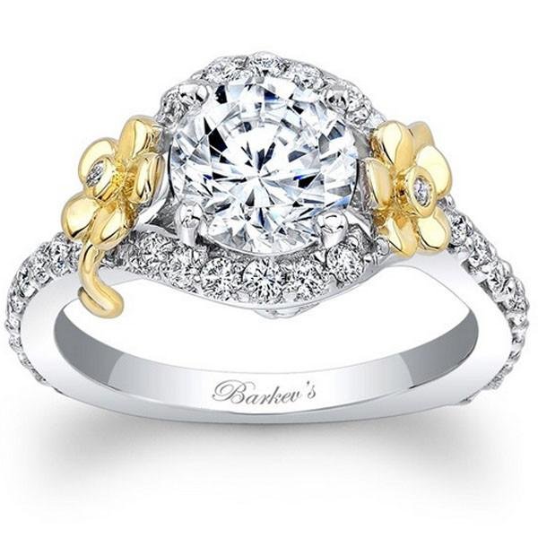 Barkev's Floral Detailed Halo Diamond Engagement Ring