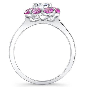 Barkev's Flower Halo Pink Sapphire Diamond Engagement Ring