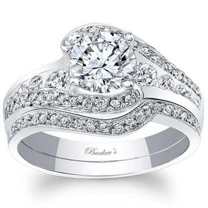 Barkev's Halo Swirl Prong Set Diamond Engagement Ring