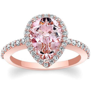 Barkev's Pear Cut Morganite Halo Diamond Engagement Ring