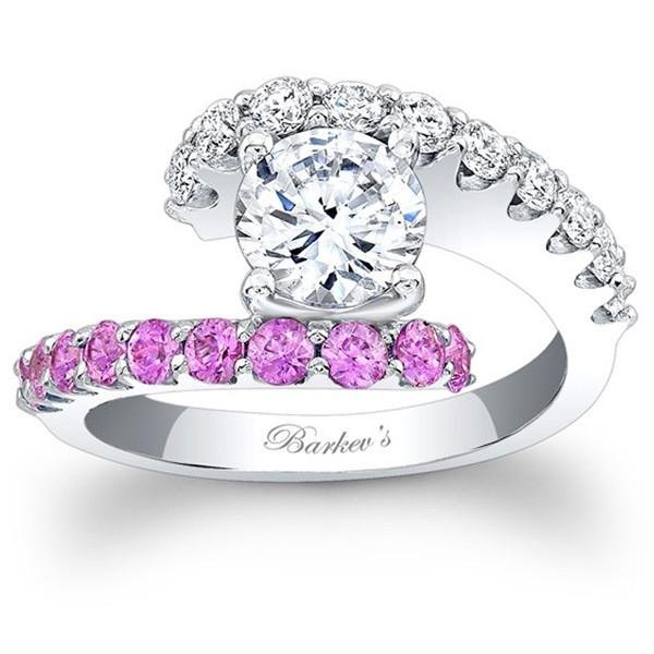 Barkev's Pink Sapphire Bypass Prong Set Diamond Engagement Ring