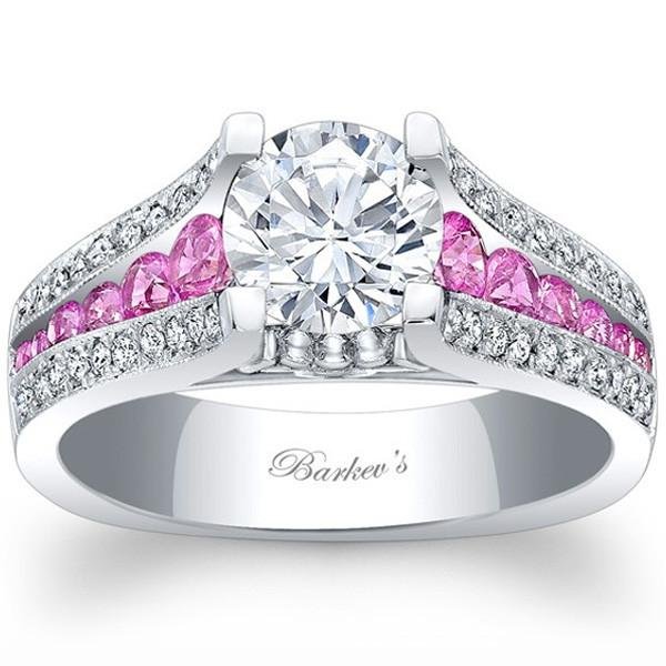 Barkev's Pink Sapphire Channel Set Cathedral Diamond Engagement Ring ...