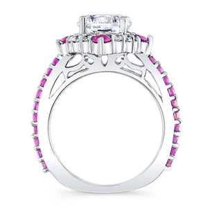 Barkev's Pink Sapphire Compass Halo Diamond Engagement Ring