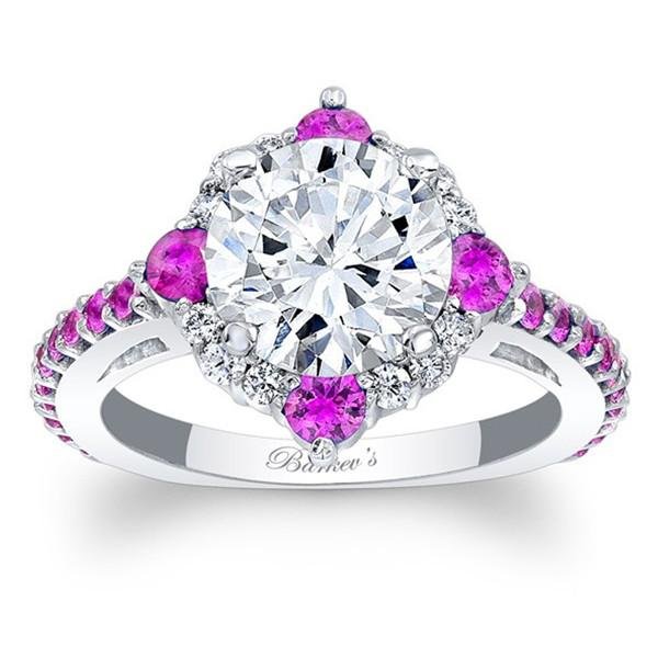 Barkev's Pink Sapphire Compass Halo Diamond Engagement Ring