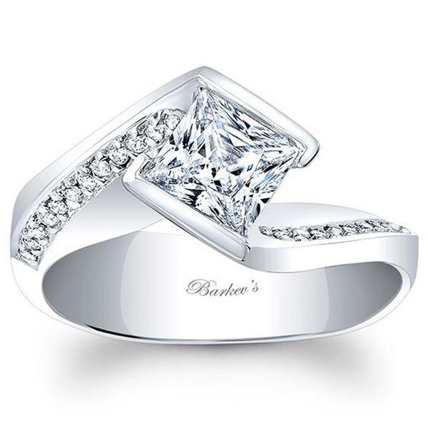 1/2 CT. T.W. Diamond Cushion Frame Split Shank Vintage-Style Engagement Ring  in 14K White Gold | Zales
