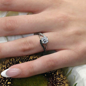 Barkev's Split Shank Black & White Diamond Swirl Engagement Ring