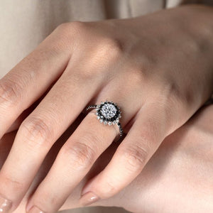 Barkev's "Starburst" Black Diamond Halo Engagement Ring
