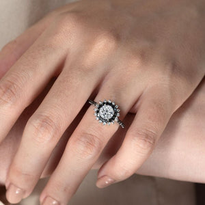 Barkev's "Starburst" Black Diamond Halo Engagement Ring