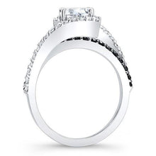 Load image into Gallery viewer, Barkev&#39;s Swirl Whisper Halo White &amp; Black Diamond Engagement Ring
