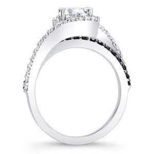 Barkev's Swirl Whisper Halo White & Black Diamond Engagement Ring