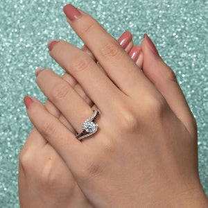 Barkev's Swirl Whisper Halo White & Black Diamond Engagement Ring