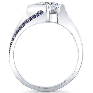 Barkev's Tension Twist Half Bezel Set Princess-Cut Blue Sapphire Engagement Ring