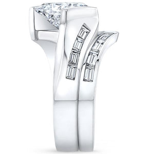 Barkev's Tension Twist Half Bezel Set Princess Cut Diamond Baguette Engagement Ring
