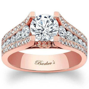 Barkev's Three Row Pave Diamond Engagement Ring