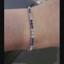 Load and play video in Gallery viewer, Lafonn Simulated Diamond &amp; Lab-Grown Blue Sapphire Tennis Bracelet
