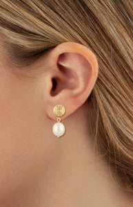 Ben Garelick 14K Yellow Gold Swirled Pearl Drop Earrings