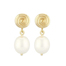 Load image into Gallery viewer, Ben Garelick 14K Yellow Gold Swirled Pearl Drop Earrings
