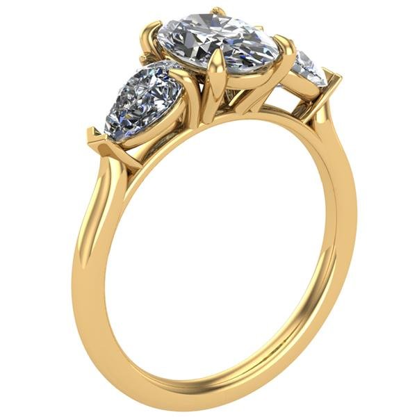 Ben Garelick Custom Designed Three Stone Oval Cut Moissanite Engagement Ring