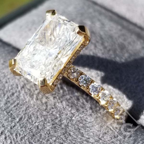 Ben Garelick Elongated Radiant Hidden Halo Diamond Engagement Ring